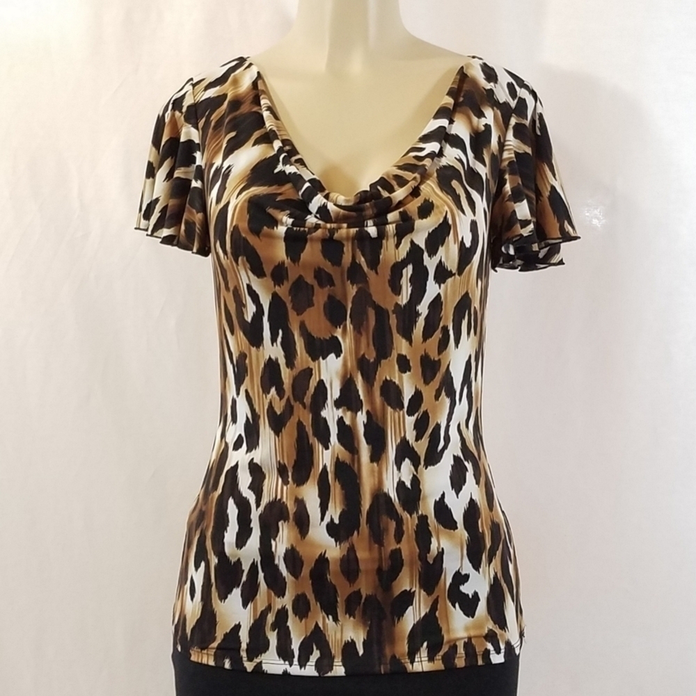 Grace elements cat print knit blouse